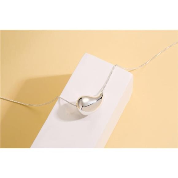 14K Gold Plated Teardrop Necklace - Dainty Water Drop Pendant, Hypoallergenic - Picture 2 of 6